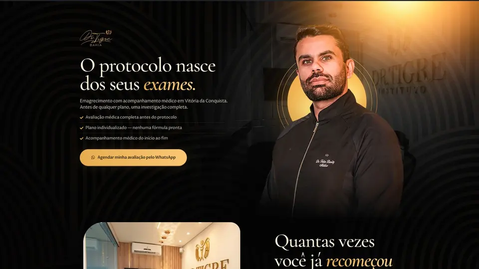 Primeira seção da landing page Instituto Dr. Tigre