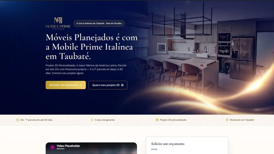 Primeira seção da landing page Mobile Prime Italínea